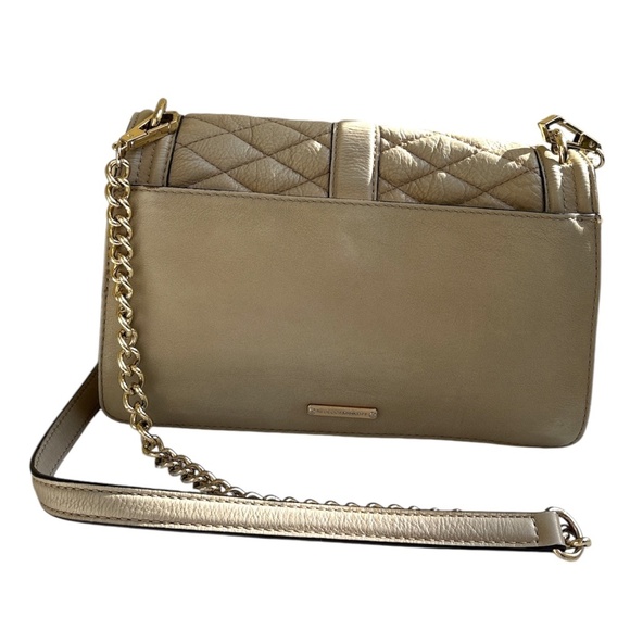 Rebecca Minkoff Leather Quilted Gold Chain Purse Tan - Picture 2 of 5